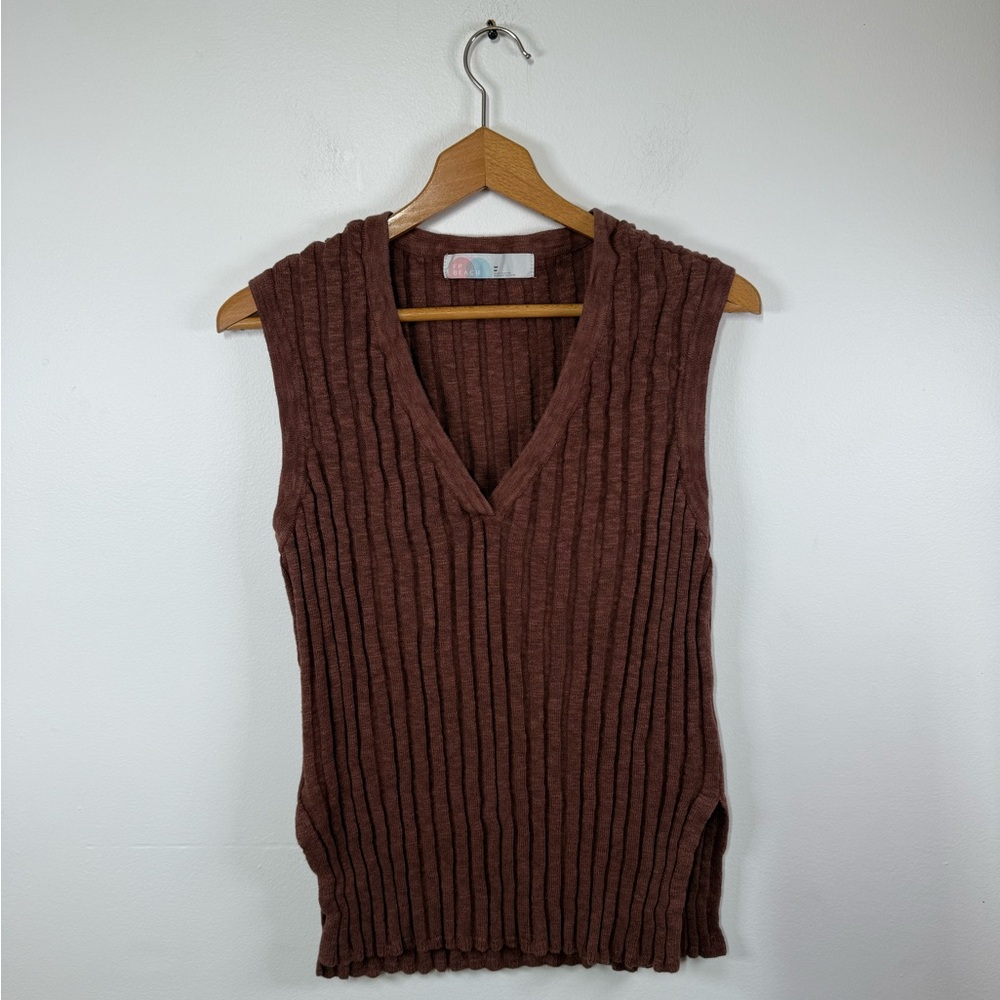 Free People Veda Sweater Skirt & Vest Set Chocolate Brown - Picture 7 of 10